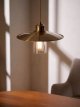 Metal & Glass Pendant Ceiling Light, Antique Brass