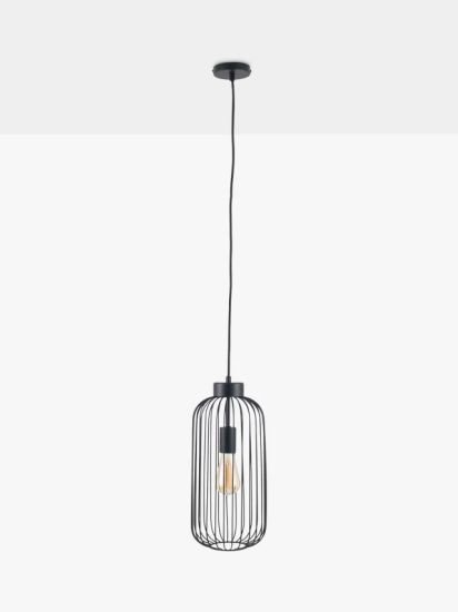 Tall Metal Wire Ceiling Light, Black