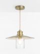 Metal & Glass Pendant Ceiling Light, Antique Brass