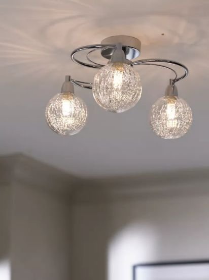Semi Flush 3 Arm Ceiling Light, Chrome