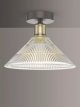 Semi Flush Prismatic Glass Ceiling Light, Clear/Brass