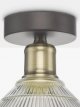Semi Flush Prismatic Glass Ceiling Light, Clear/Brass