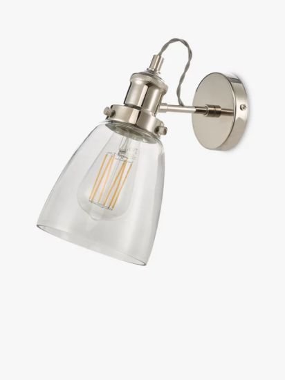 Revival Wall Light, Clear/Polished Nickel